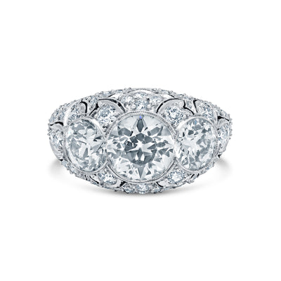 Circa 1935 3.86 Carat Vintage Diamond Cocktail Ring