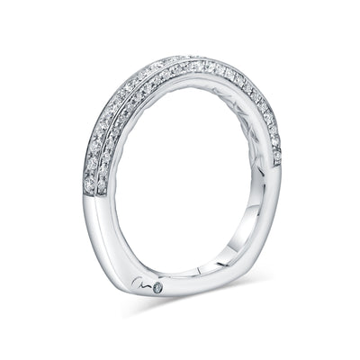 A Jaffe 18k Art Deco Royal Pavé Scrolled Profile Diamond Band