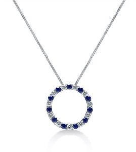 Sapphire & Diamond Circle Necklace