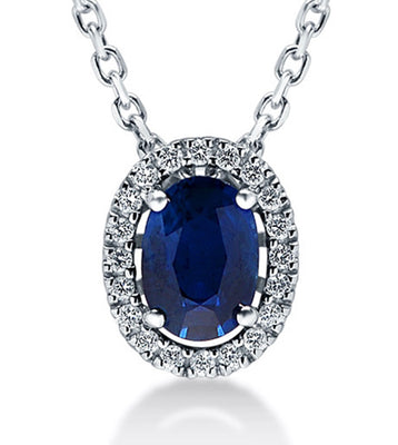 Sapphire & Diamond Halo Necklace