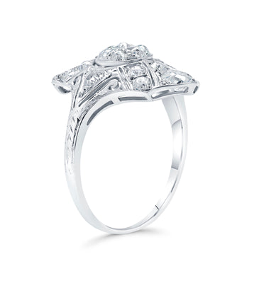 Vintage Diamond Dinner Ring with Filigree