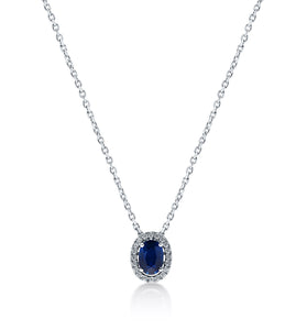 Sapphire & Diamond Halo Necklace