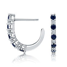 Load image into Gallery viewer, Diamond & Sapphire Hoops