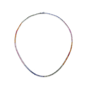 21.5 Carat Rainbow Sapphire Eternity Tennis Necklace