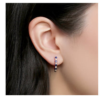 Load image into Gallery viewer, Diamond & Sapphire Hoops