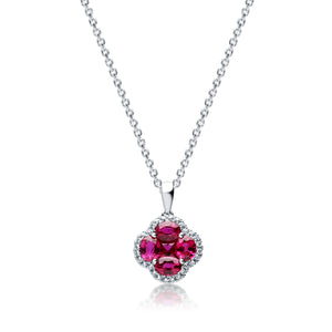 Ruby and Diamond Floral Motif Necklace