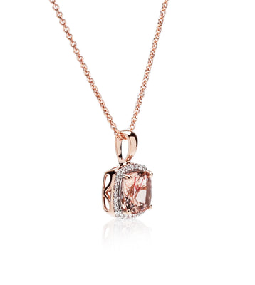 Morganite & Diamond Halo Necklace