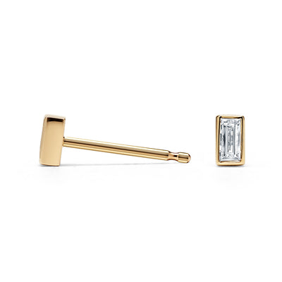 Baguette Cut Diamond Stud Earrings