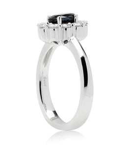 Sapphire & Diamond Halo ring