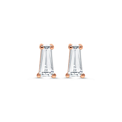 Baguette Cut Diamond Stud Earrings In Rose