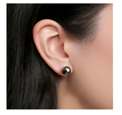 9mm Black Tahitian Pearl Earrings