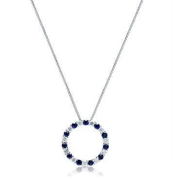 Sapphire & Diamond Circle Necklace