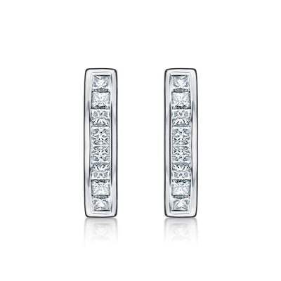 Princess Cut Diamond Hoop Earrings