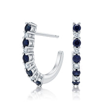 Load image into Gallery viewer, Diamond & Sapphire Hoops