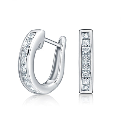 Princess Cut Diamond Hoop Earrings