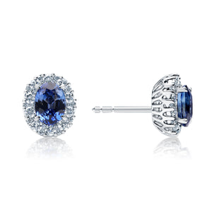 Sapphire & Diamond Halo Earrings