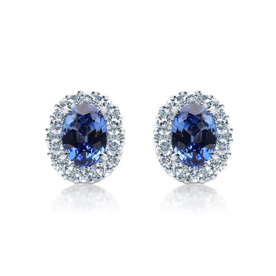 Sapphire & Diamond Halo Earrings