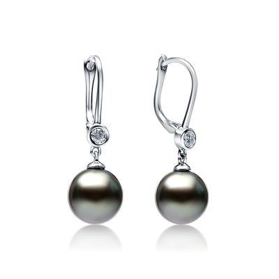Tahitian Pearl & Diamond Earrings