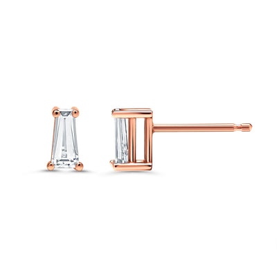 Baguette Cut Diamond Stud Earrings In Rose