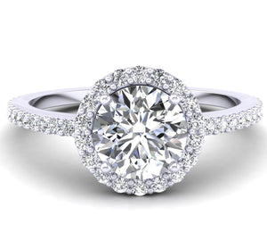 Diamond Halo Style Engagement Ring Mounting in 18k White Gold