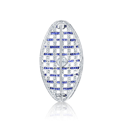 Platinum Sapphire & Diamond Pin