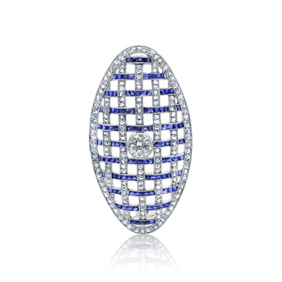 Platinum Sapphire & Diamond Pin