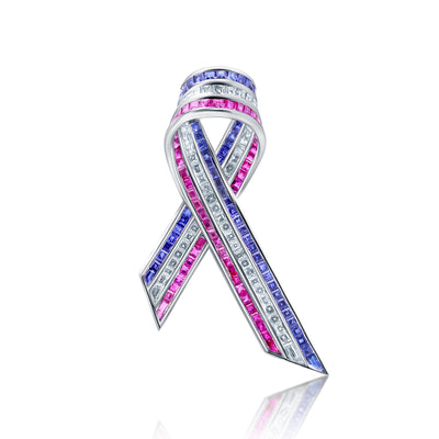 Diamond, Sapphire & Ruby Patriotic Ribbon Pin