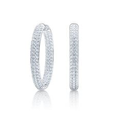Load image into Gallery viewer, 8 CTTW Pavé Diamond 18k White Gold Hoop Earrings