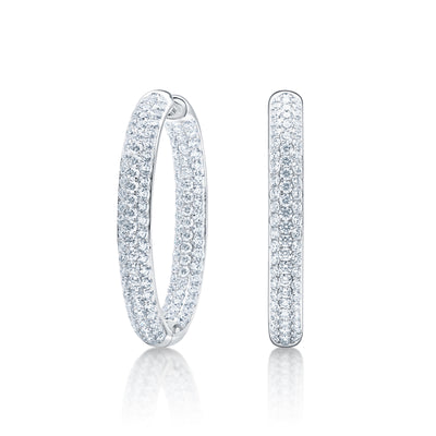 8 CTTW Pavé Diamond 18k White Gold Hoop Earrings
