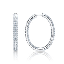 Load image into Gallery viewer, 8 CTTW Pavé Diamond 18k White Gold Hoop Earrings