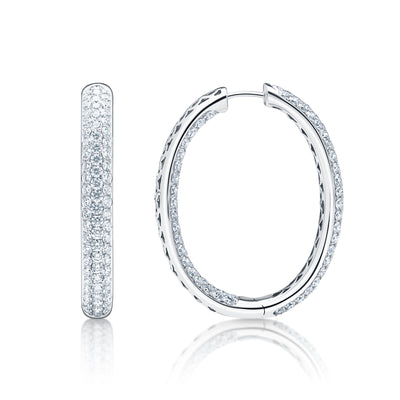 8 CTTW Pavé Diamond 18k White Gold Hoop Earrings