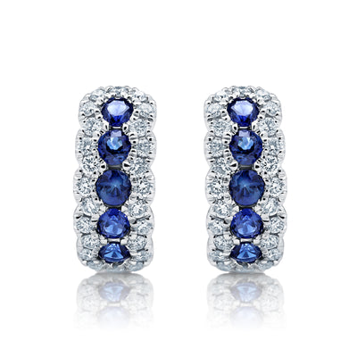 Diamond & Sapphire Petite Hoop Earrings