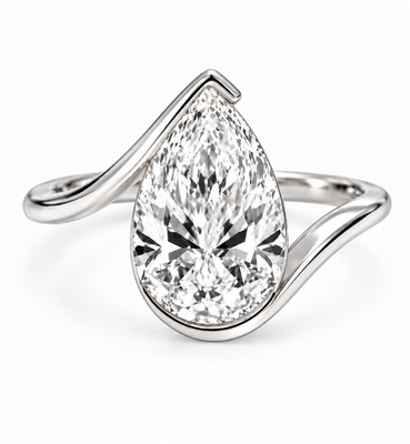 3.07 Carat Pear Cut Diamond Engagement Ring