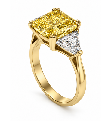 5.01 Carat GIA Natural Fancy Yellow Diamond Engagement Ring