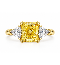 Load image into Gallery viewer, 5.01 Carat GIA Natural Fancy Yellow Diamond Engagement Ring
