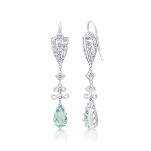 Diamond & Aquamarine Vintage Style Earrings