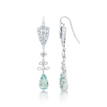 Load image into Gallery viewer, Diamond &amp; Aquamarine Vintage Style Earrings