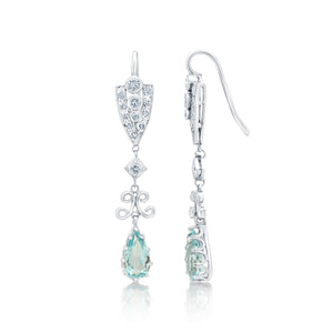 Diamond & Aquamarine Vintage Style Earrings