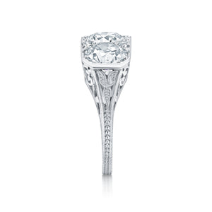 3.92 Carat Vintage Three Stone Diamond Engagement Ring
