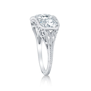 3.92 Carat Vintage Three Stone Diamond Engagement Ring