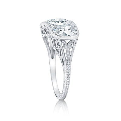 3.92 Carat Vintage Three Stone Diamond Engagement Ring