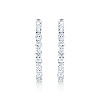 4 CTTW G VS Oval Diamond Inside Outside Hoop Earrings