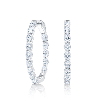 4 CTTW G VS Oval Diamond Inside Outside Hoop Earrings