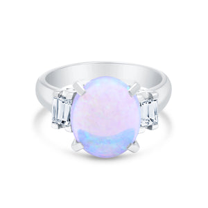 2.67 Carat Opal & Diamond Platinum Ring
