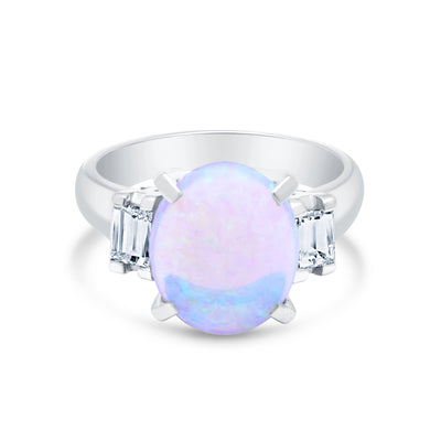 2.67 Carat Opal & Diamond Platinum Ring