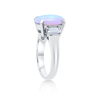 2.67 Carat Opal & Diamond Platinum Ring