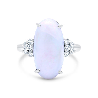 Platinum 7 Carat Opal & Diamond Cocktail Ring