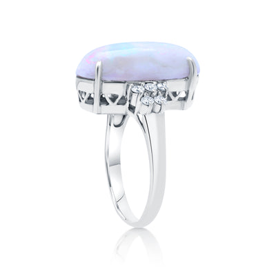 Platinum 7 Carat Opal & Diamond Cocktail Ring