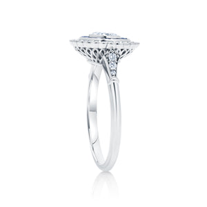 Art Deco Style Sapphire & Diamond Engagement Ring