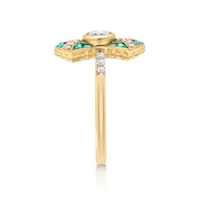 Load image into Gallery viewer, Antique Style Emerald &amp; Diamond Ring